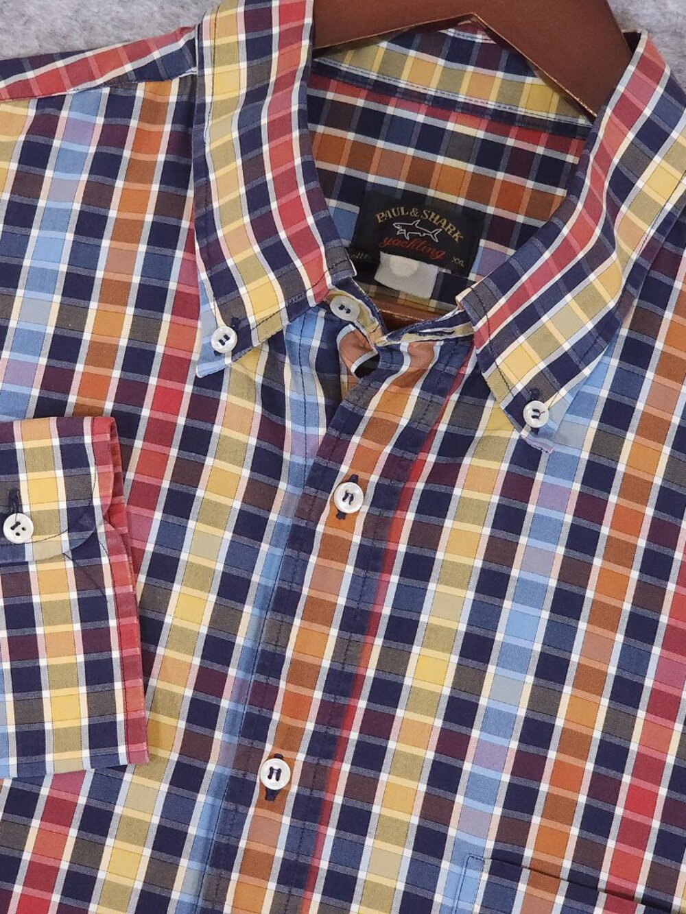 Paul & Shark Yachting Plaid Check Button Down Shirt Size XXL Multicolor Italy